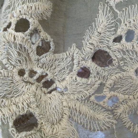 CLEARANCE SALE!!  Cream and Tan Embroidered Bell Sleeve Blouse - Picture 10 of 14